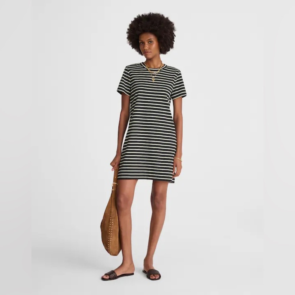Madewell Dark Navy Striped Mini Tee Dress Stripe T-Shirt New With Tags XS